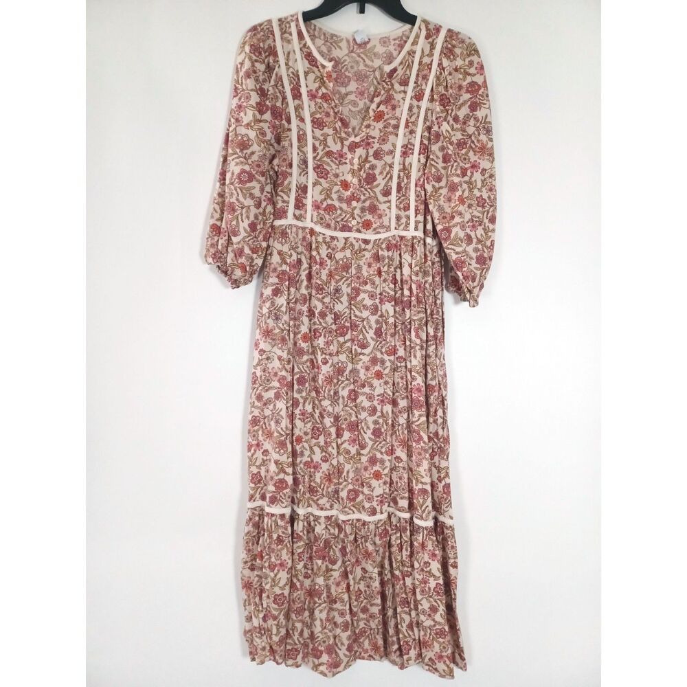 Old Navy Tiered Peasant Maxi Dress Small Cottagecore Boho Gunne Sax Style 70s